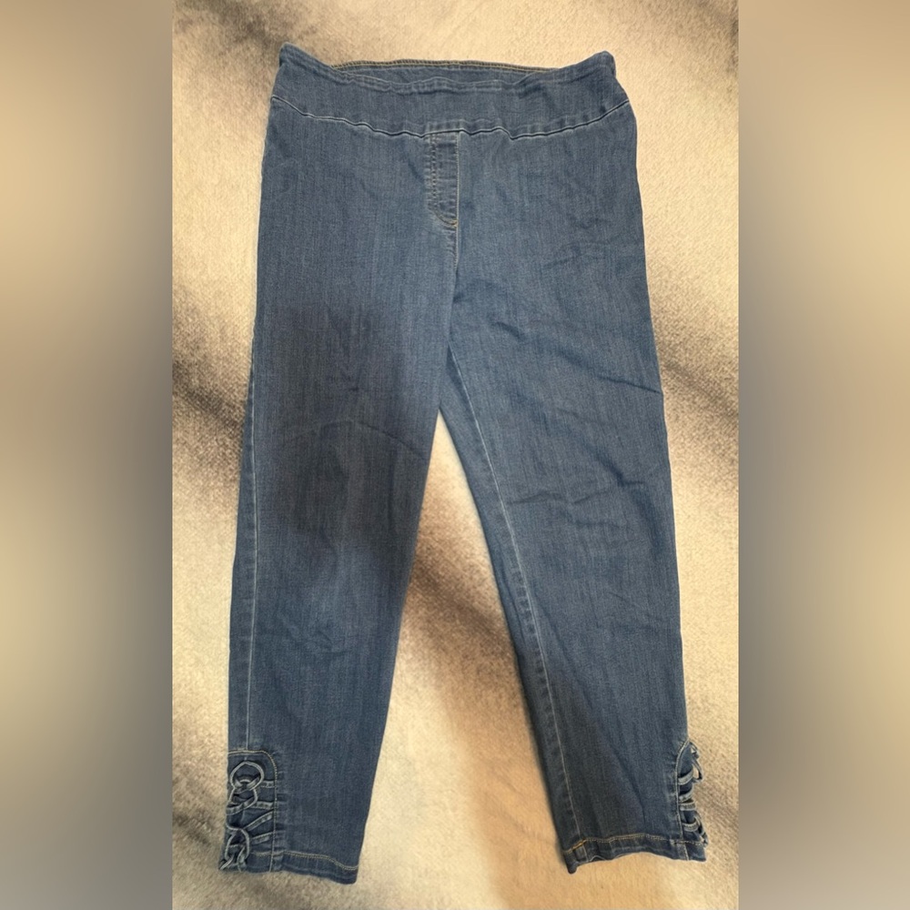 (A9)‎ Ruby Rd Medium Wash Pull On Cropped Ankle Casual Lifestyle Jeans 12